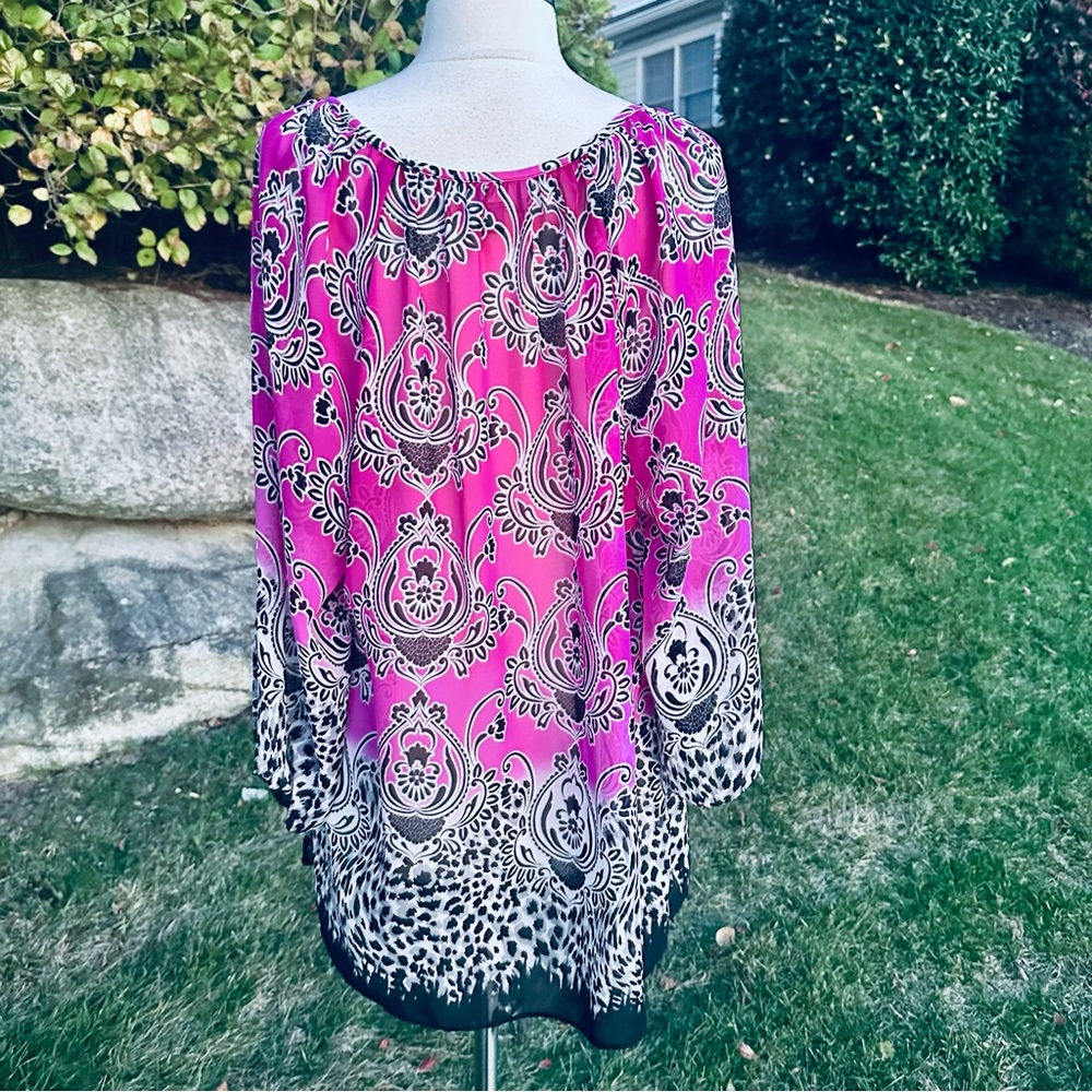 JM Collection Stylish Purple Floral Tunic XL - Picture 10 of 15